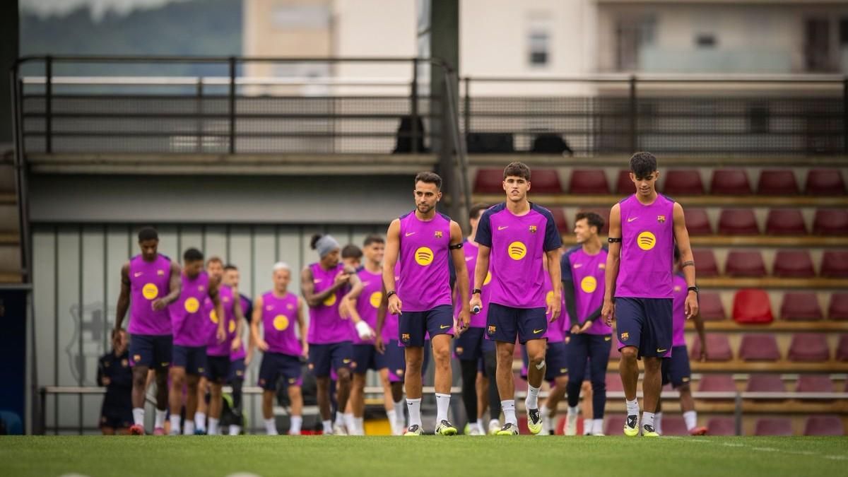 Los jugadores del Barça, en un entrenamiento en la ciudad deportiva de Sant Joan Despí.