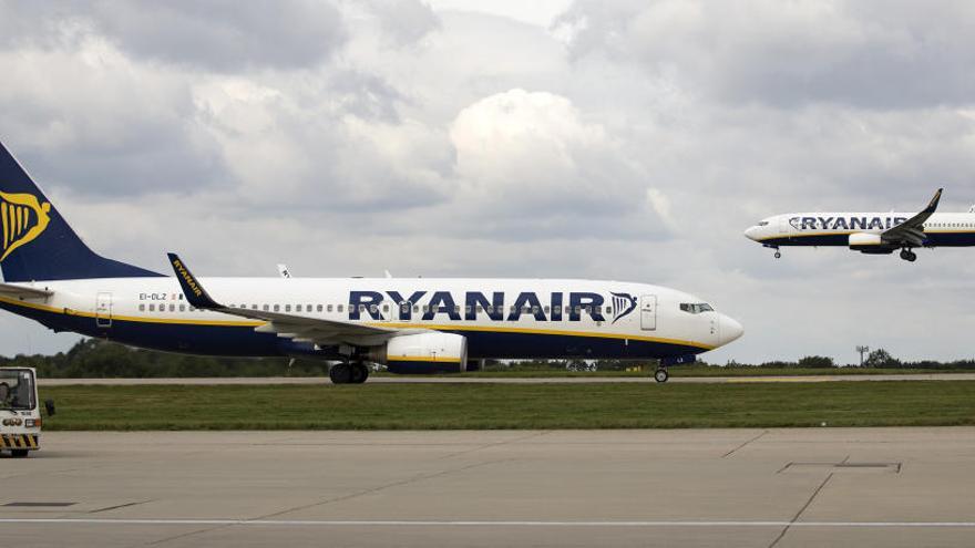 Aviones de Ryanair en el aeropuerto de Stansted.