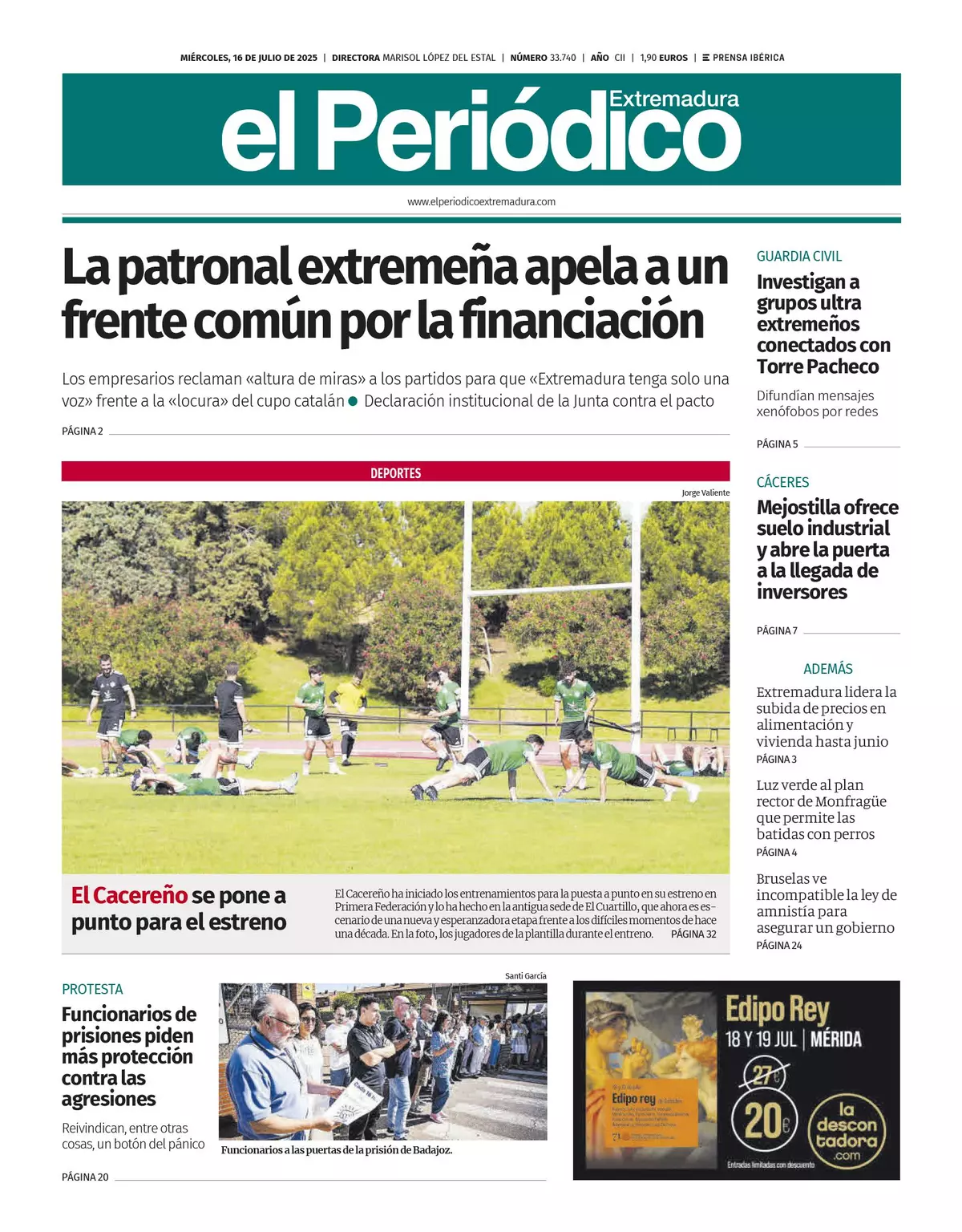 Consulta la portada correspondiente al día 16 de julio de 2025