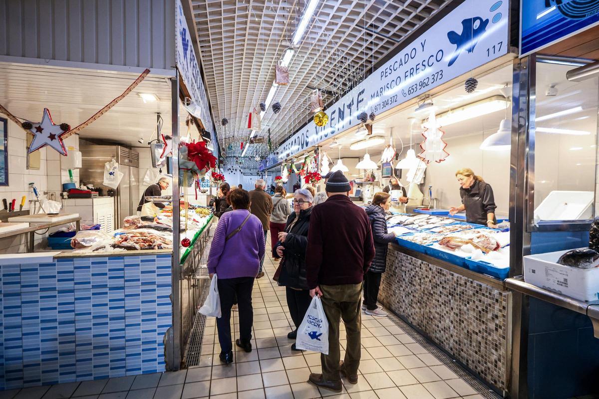 La zona de pescaderías del mercado de Vila.