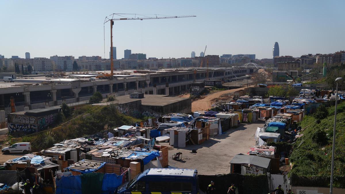 Desalojo del asentamiento de barracas que había en la Sagrera, el pasado mes de marzo