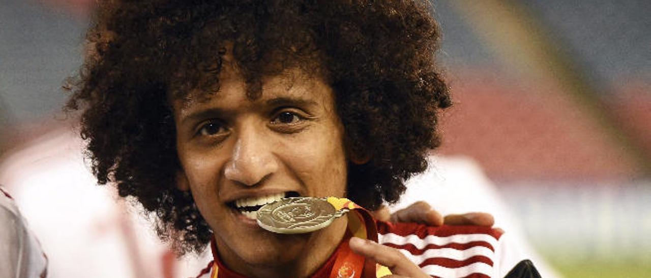 Omar Abdulrahman, con la medalla de bronce de la Copa de Asia 2015.