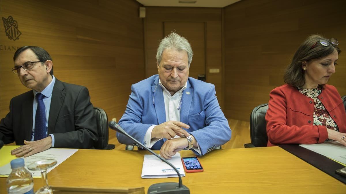 Alfonso Rus, este jueves, en la comisión de investigación de las Corts valencianas.