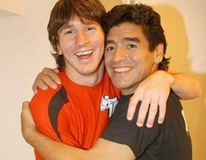 Messi y Maradona, juntos
