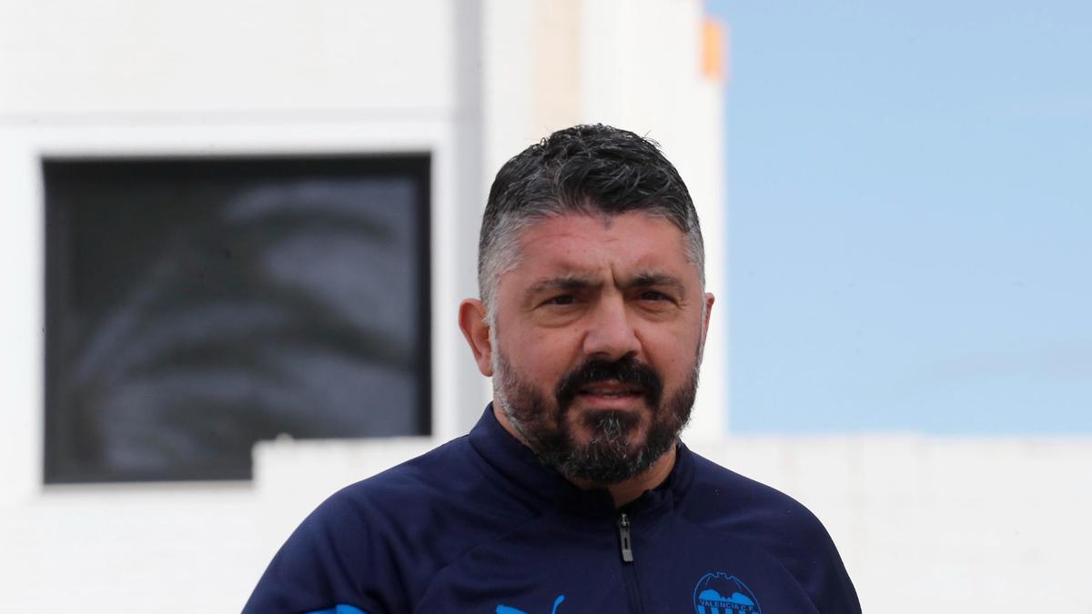 Gennaro Gattuso antes de la rueda de prensa previa a los cuartos de Copa