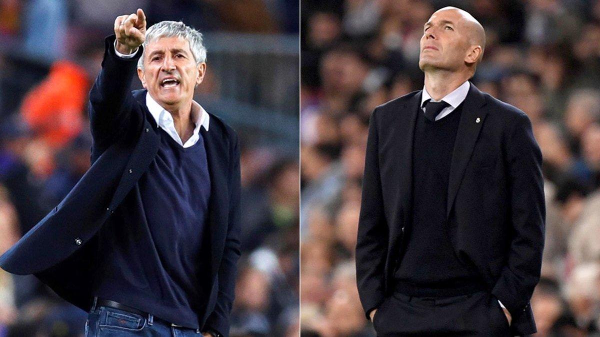 Quique Setién (FC Barcelona) y Zinedine Zidane (Real Madrid)