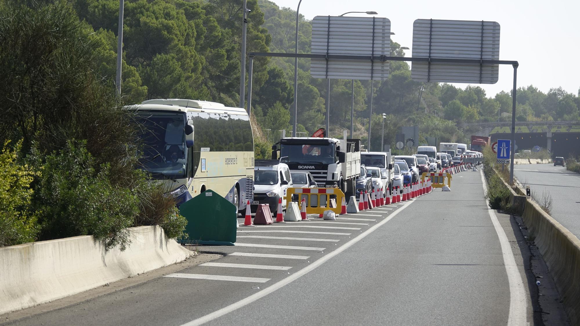 Vuelven los grandes atascos en la autopista de Andratx por las obras del túnel de Son Vic