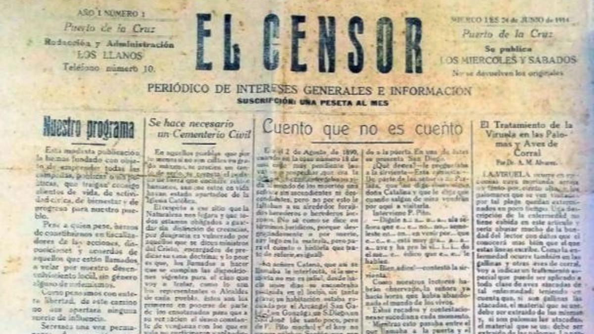 Ejemplar del periódico El Cénsor encontrado en la biblioteca de la ULL