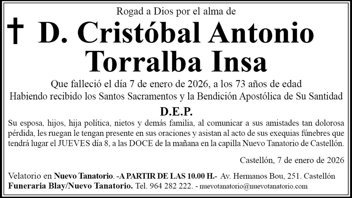 D. Cristóbal Antonio Torralba Insa