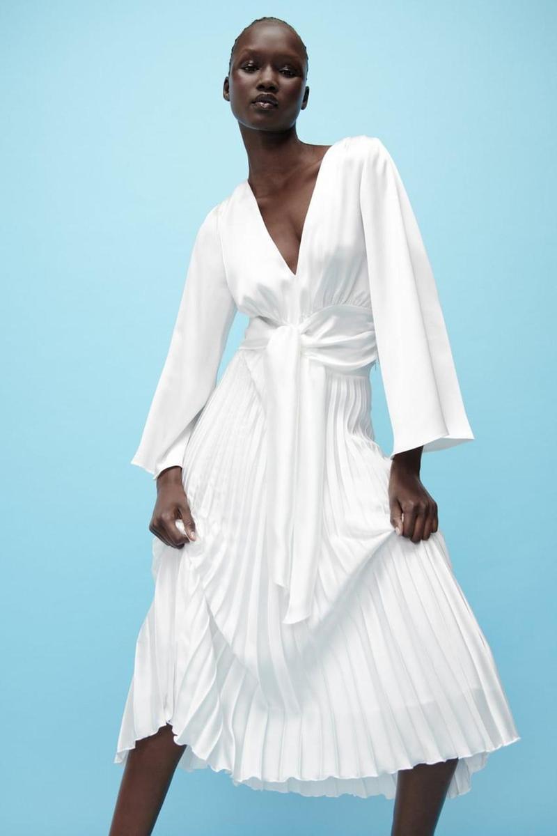 Falda plisada blanca de Zara