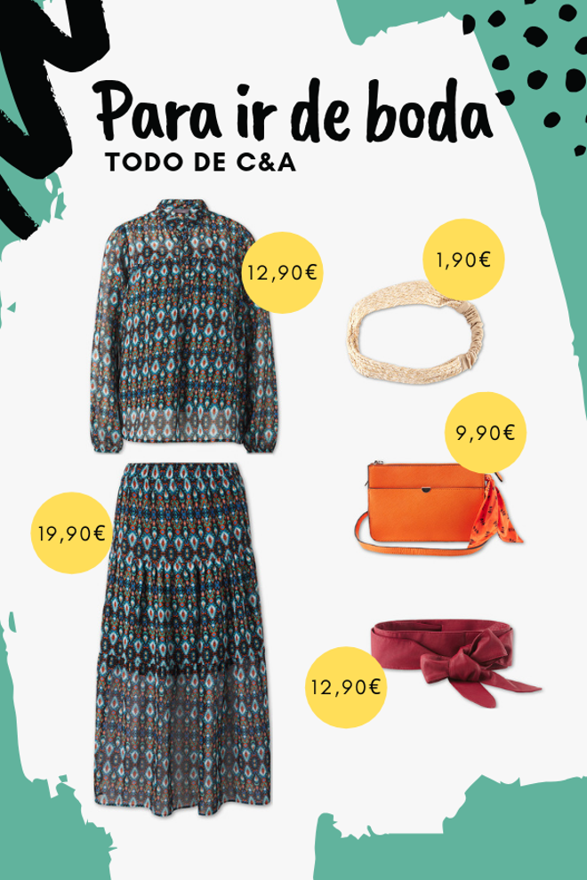 Look para ir de boda con blusa de C&amp;A (precio: 12,90€)