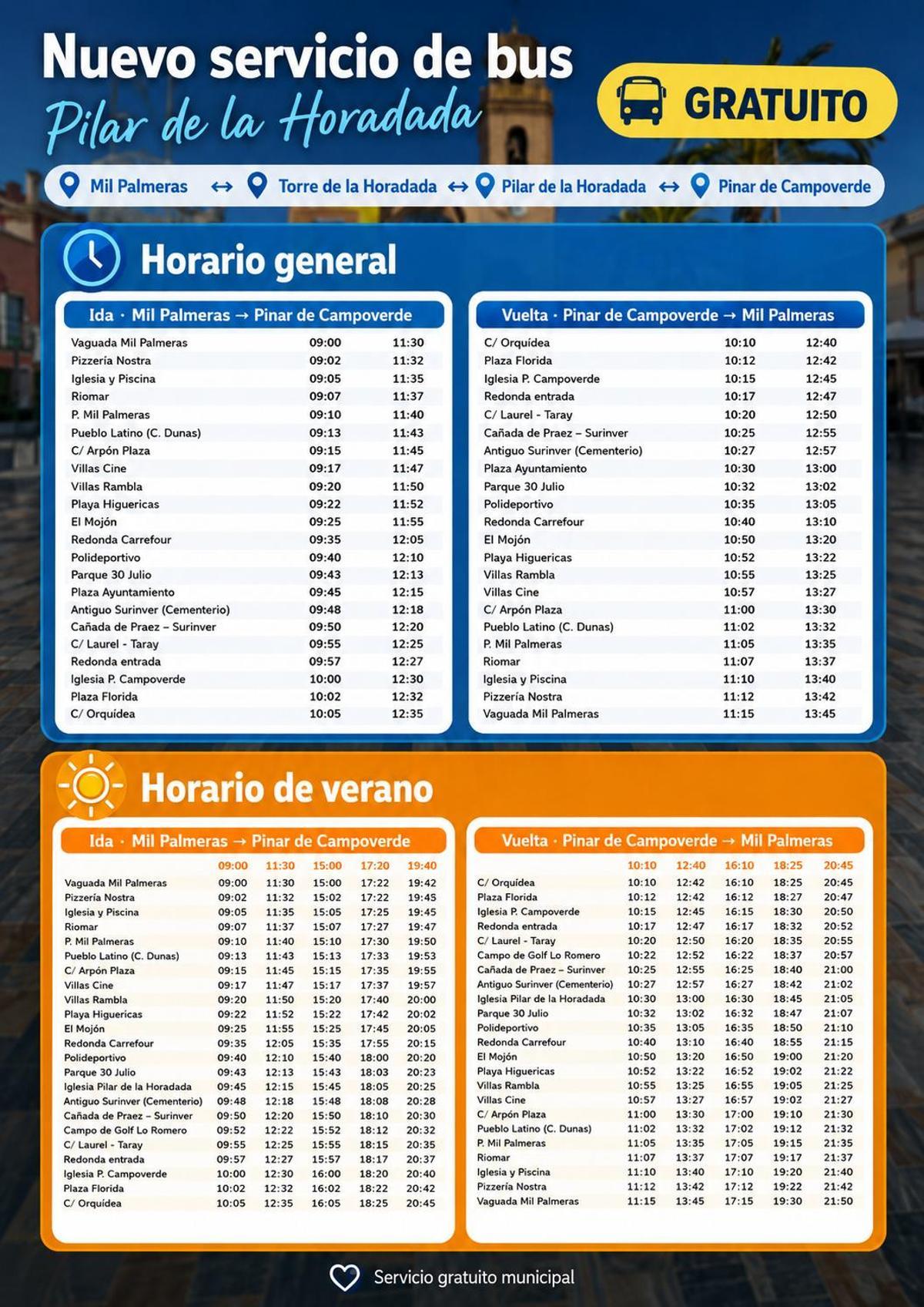 Horarios y paradas del nuevo servicio de bus urbano