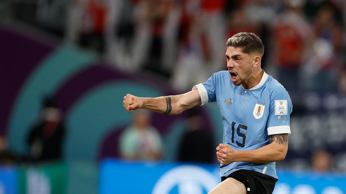 Valverde celebra con rabia un robo de balón en los minutos finales ante Corea del Sur