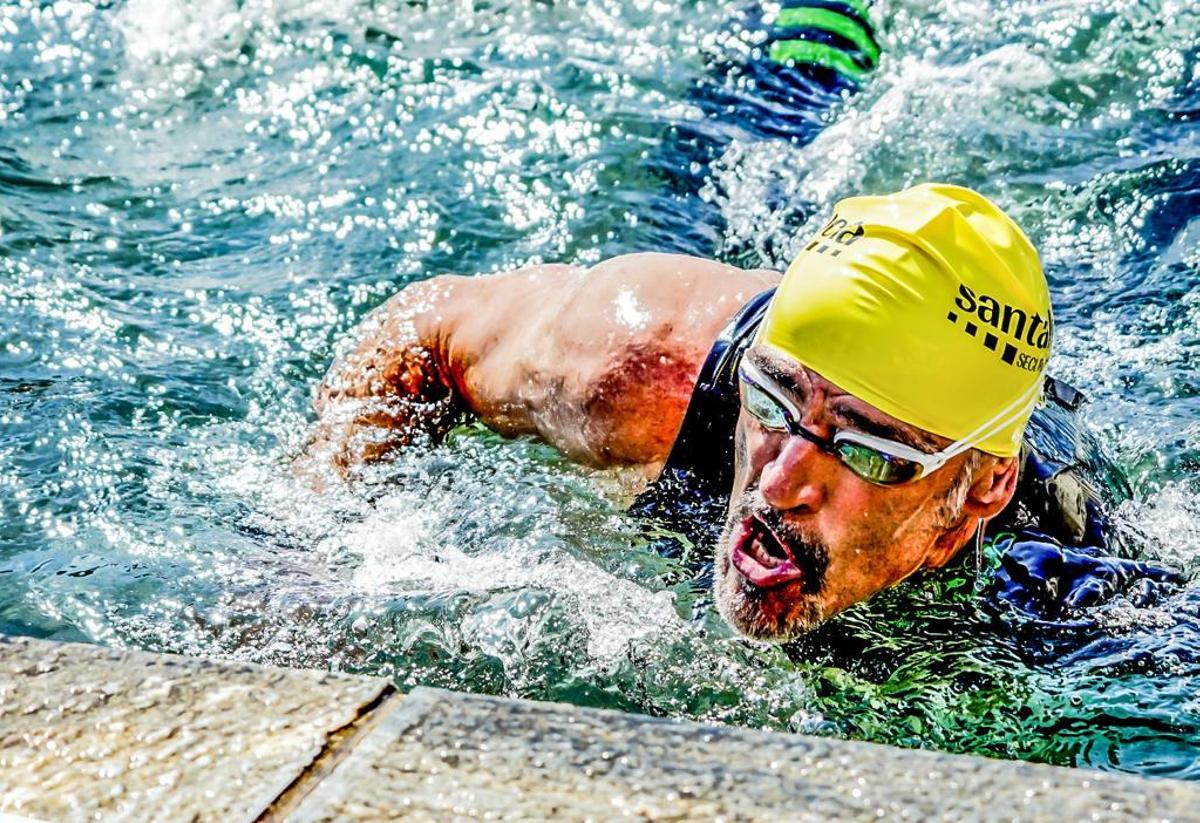 En la prueba de natación.