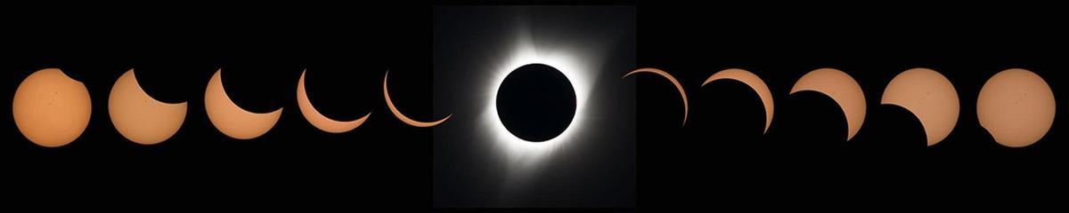 Fases de un eclipse observado en Madras, Oregon el 21 de agosto de 2017