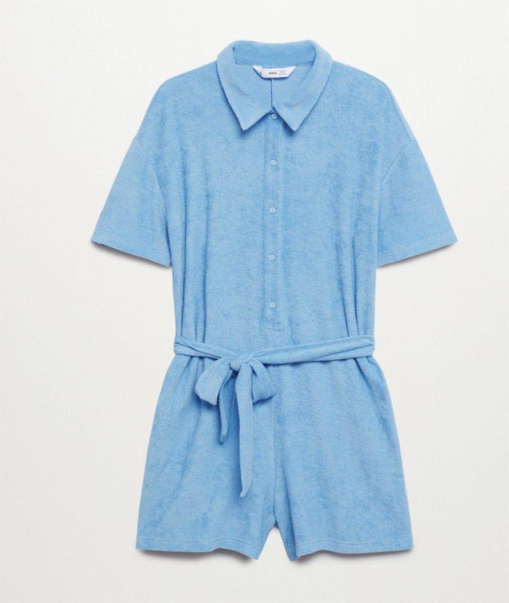 Mono corto azul tejido toalla Mango