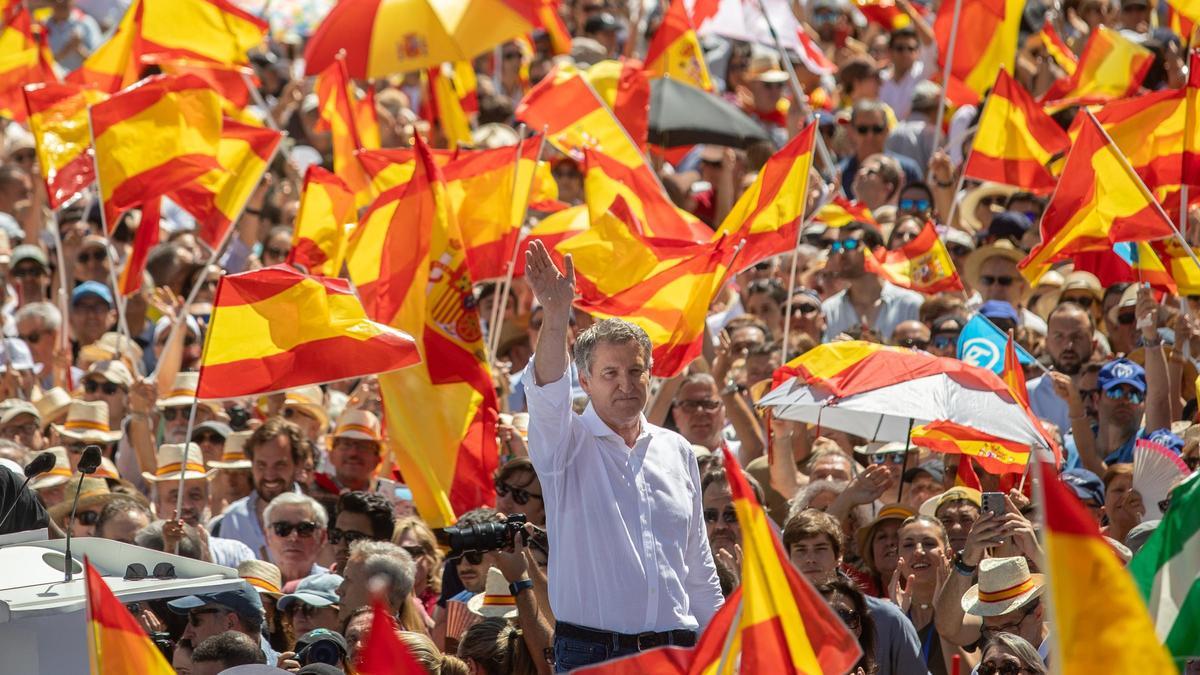 Feijóo, el domingo en la manifestación de Madrid.