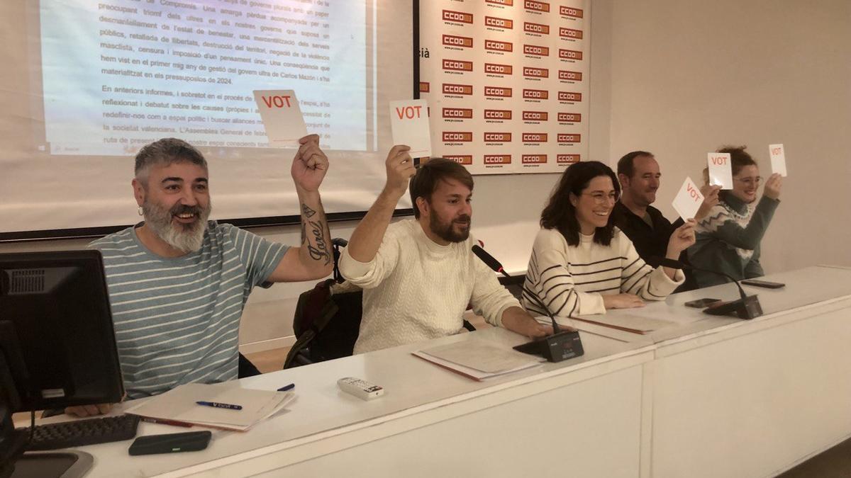 Imagen de la Mesa Nacional de Iniciativa, ayer por la mañana en València