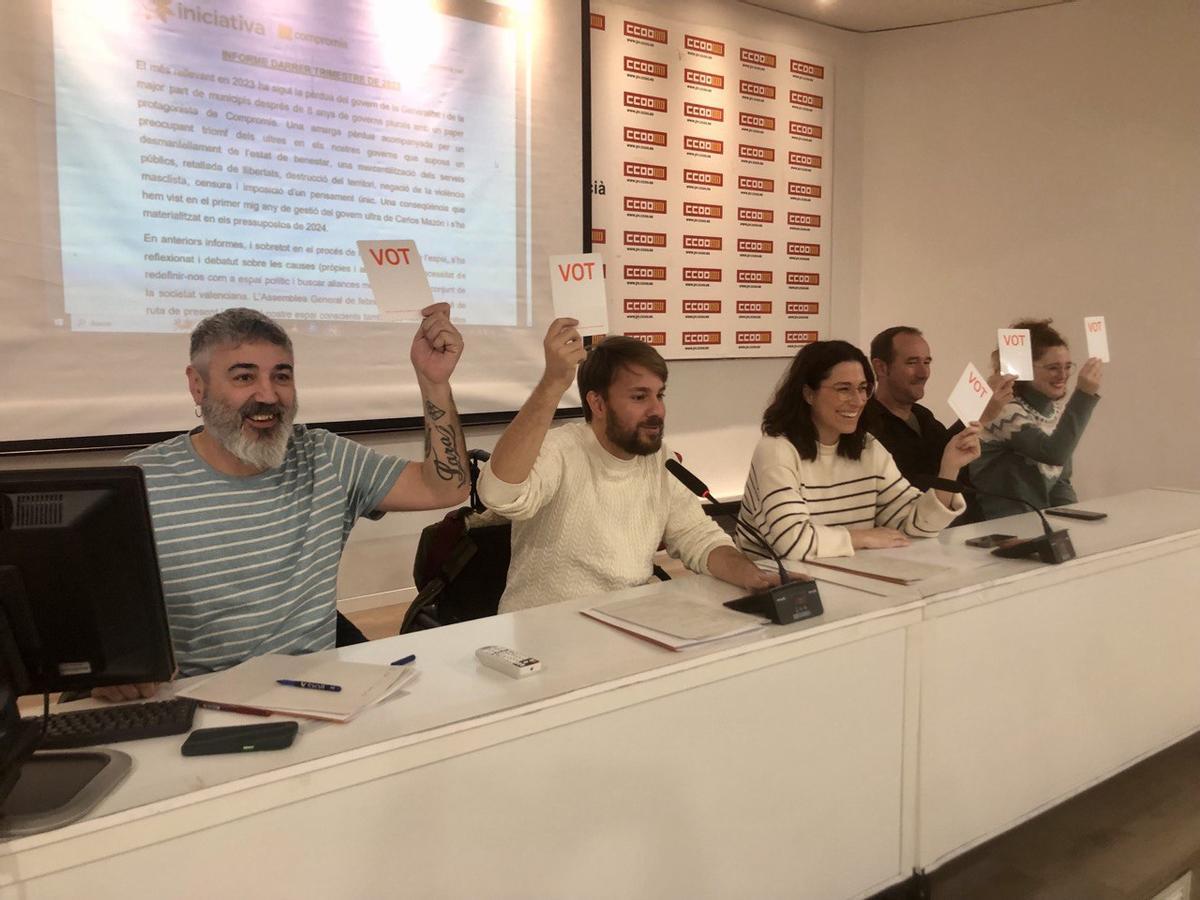 Imagen de la Mesa Nacional de Iniciativa, ayer por la mañana en València