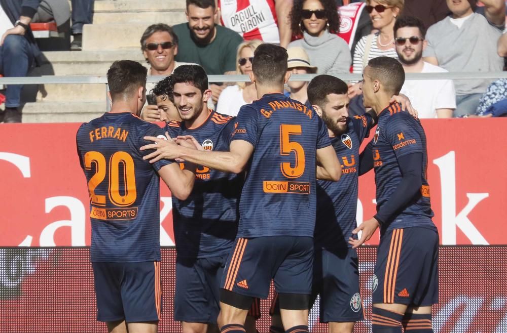 La celebración del gol de Guedes en Girona