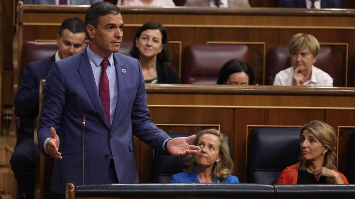 Pedro Sánchez durante una sesión de control en el Congreso.