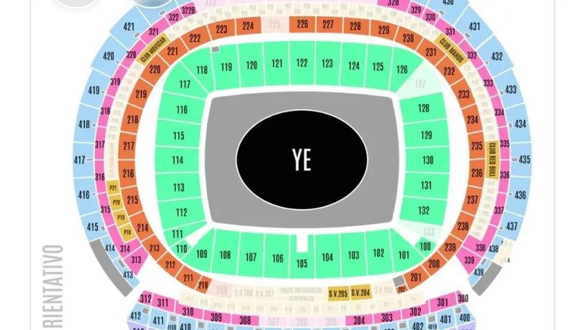Plano del concierto de Kanye West en el Metropolitano de Madrid