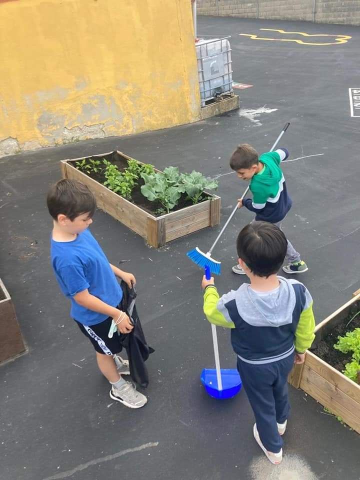 El Cotayo se vuelca con su cultivo ecológico: así trabajan los huertos en el colegio de Siero