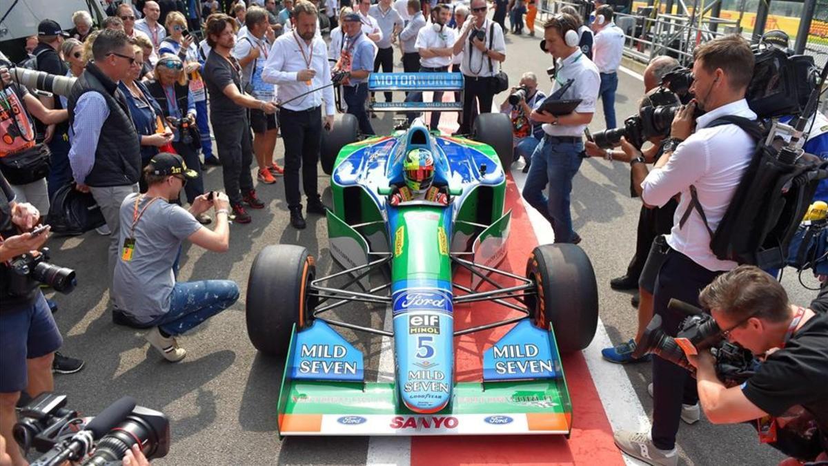 Mick Schumacher, al volante del Benetton de su padre en Spa
