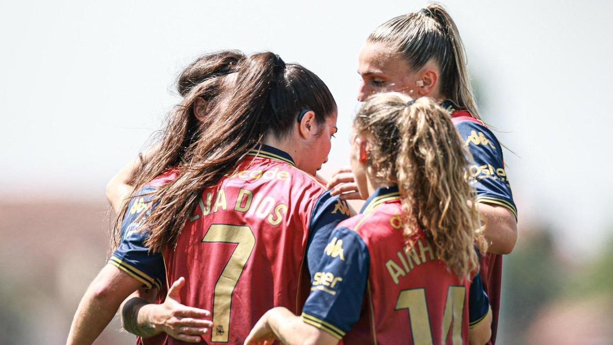 Las jugadoras del Dépor Abanca celebrando un gol