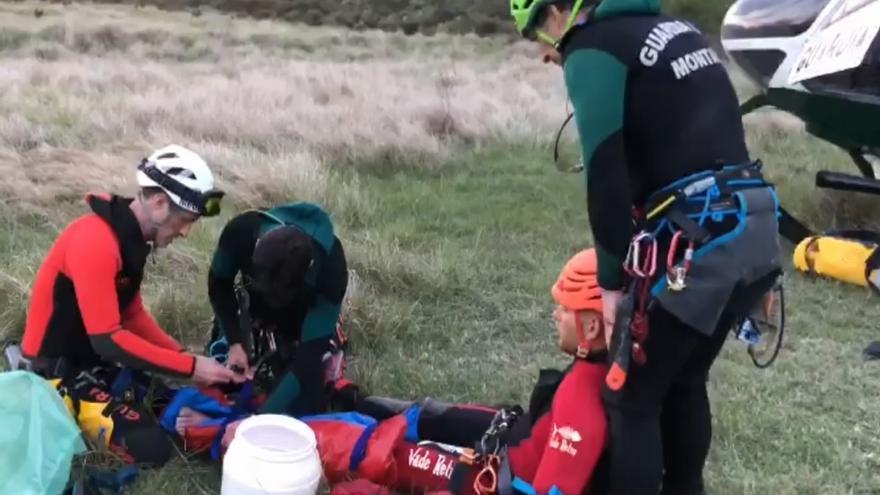 Rescatado en Guara un barranquista francés que se lesionó una pierna