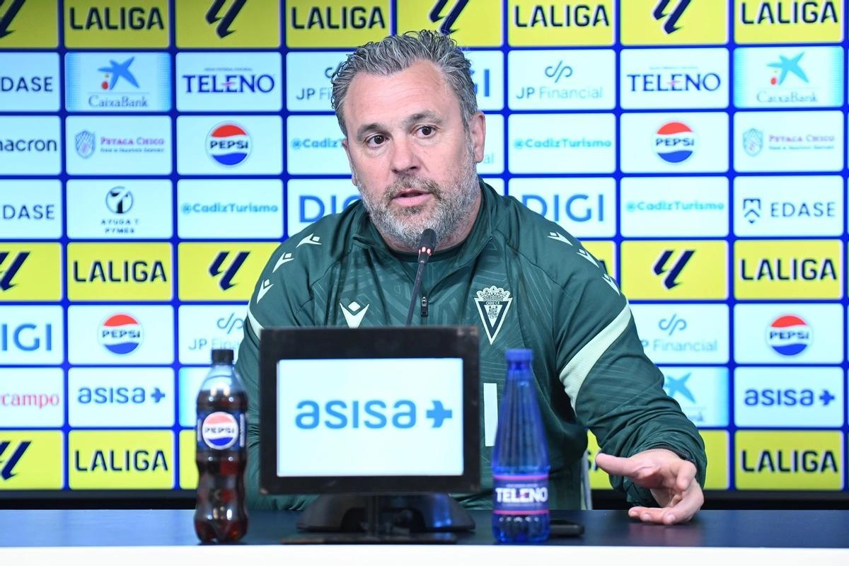 Sergio González, entrenador del Cádiz CF, en la rueda de prensa previa a recibir al Málaga CF.