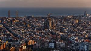 Posta de sol a Barcelona des dels búnquers del Carmel