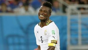 Asamoah Gyan durante un partido con Ghana