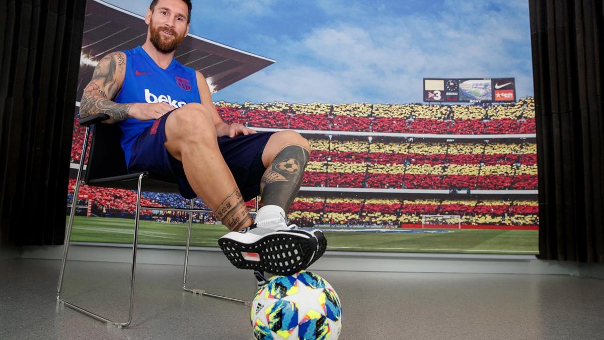 Leo Messi, durante la entrevista, en la Ciutat Esportiva del Barça.