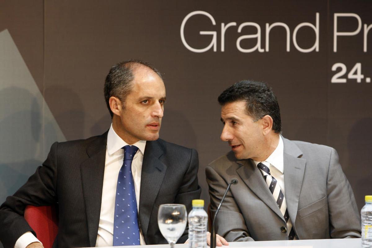 Camps y Aspar en una rueda de prensa de 2008 para explicar los detalles del Gran Premio.