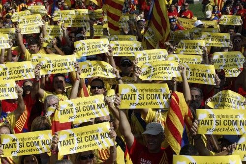 Miles de catalanes participan en la Diada más reivindicativa.