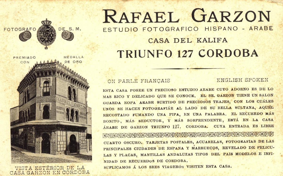 Tarjeta postal publicitaria de la casa Garzón Tarjeta postal publicitaria de la casa Garzón