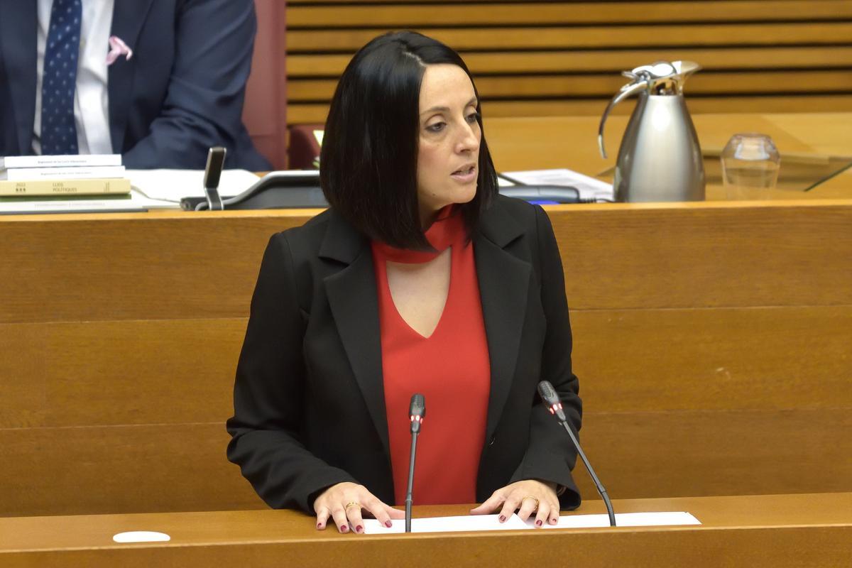 La consellera de Movilidad, Rebeca Torró, en una comparecencia en las Corts.