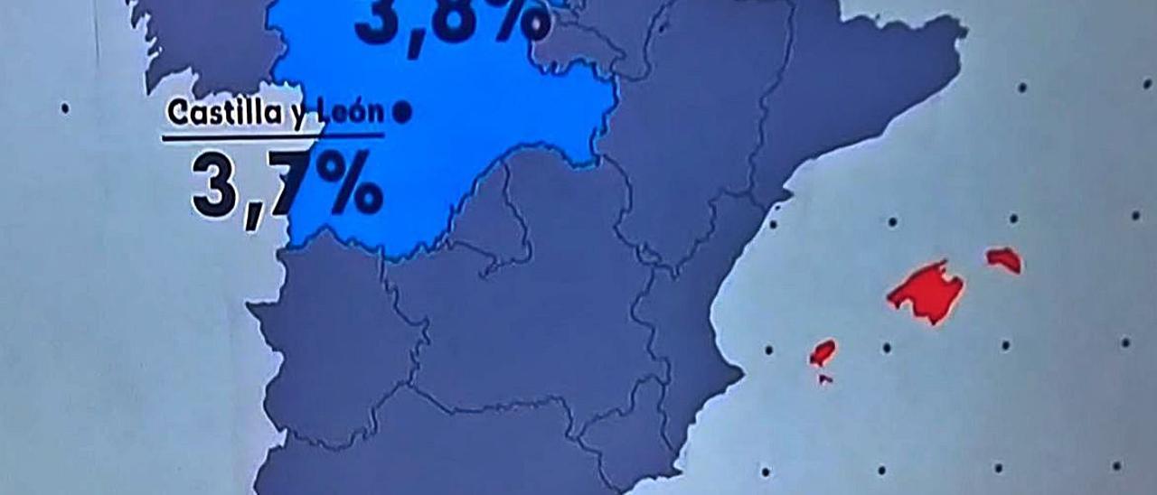 El telediario de TVE del pasado lunes recoge el color diferencial de Balears en cuanto al «Balance de la vacunación» estatal.