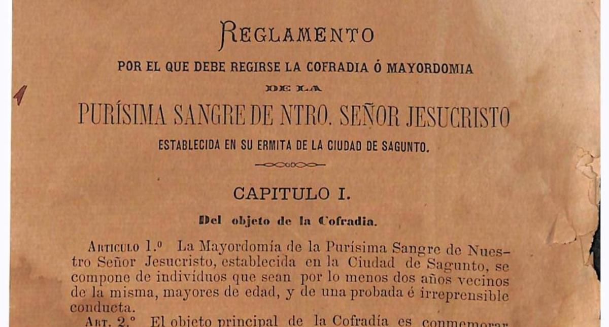 Reglamento de la cofradía de 1878 que no vetaba a las mujeres.