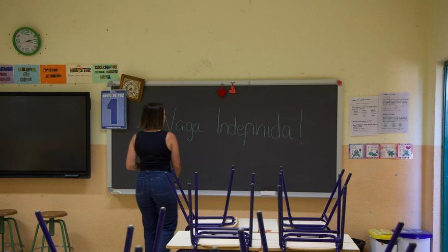 Las aulas del CEIP Monte Benacantil de Alicante durante la primera jornada de huelga.