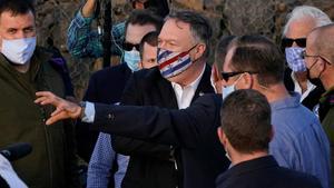 El secretario de Estado de EEUU, Mike Pompeo, durante su visita a los Altos del Golán, este jueves.