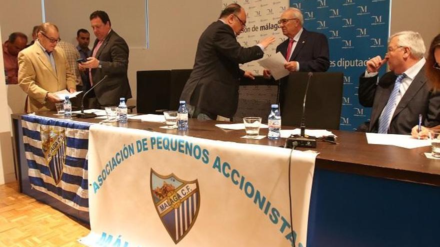 La Asociación de Pequeños Accionistas del Málaga CF, en una reunión reciente