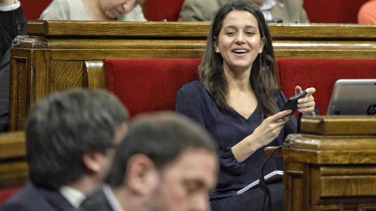 La líder de Ciutadans en el Parlament, Inés Arrimadas, este miércoles durante el pleno.