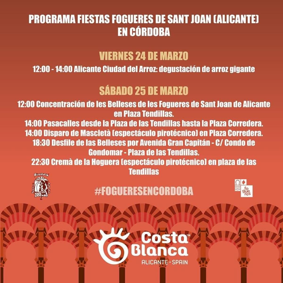 Programa de las fiestas Fogueres de Sant Joan en Córdoba.