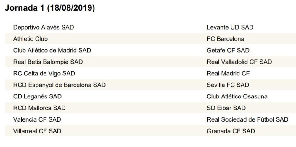 Calendario de LaLiga completo: Valencia CF; Levante UD, Villarreal...