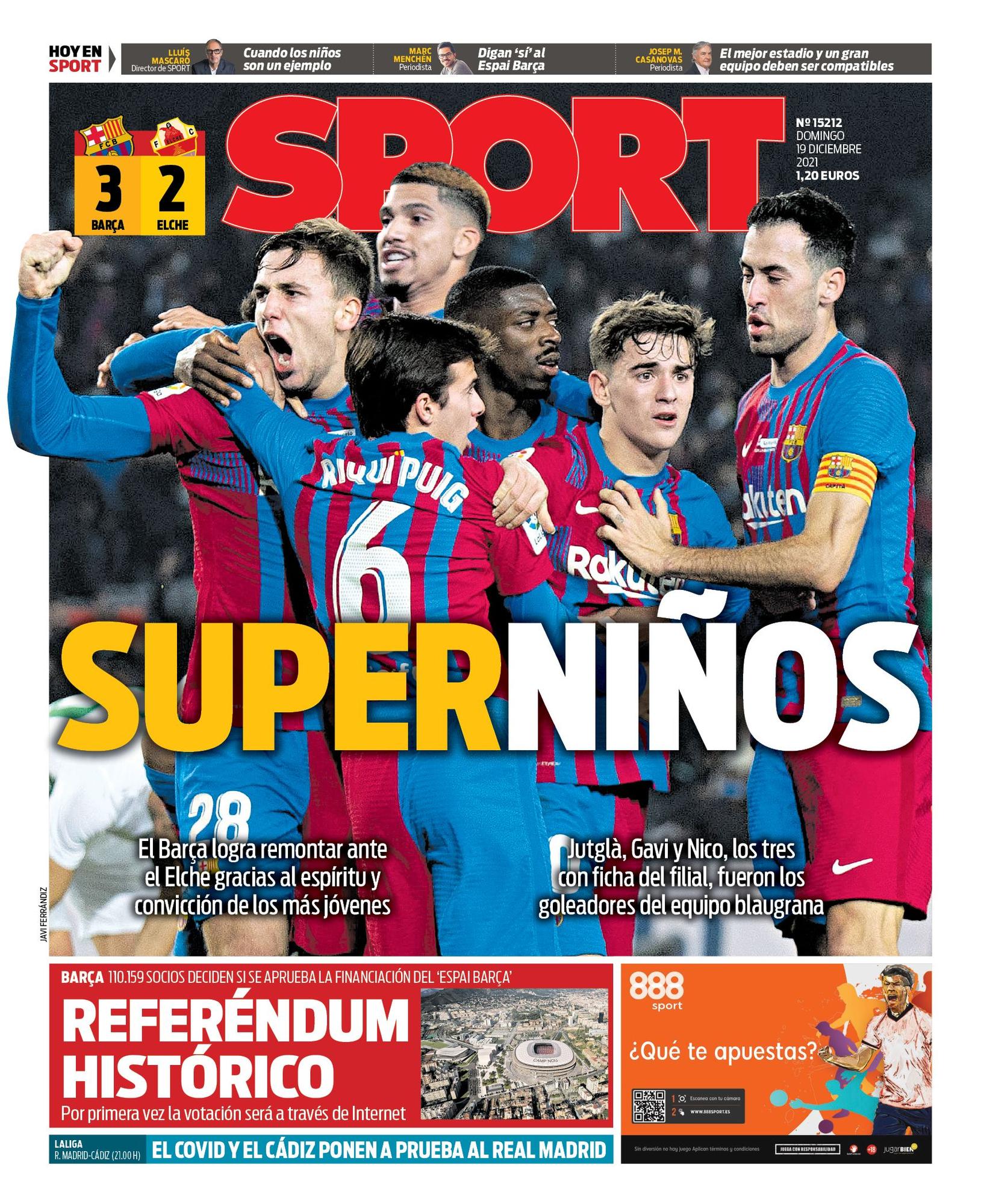 Esta es la portada de SPORT