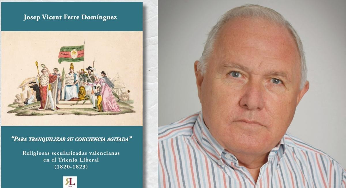 El autor, Josep Vicent Ferre, junto a su libro que se presenta en Xàtiva.