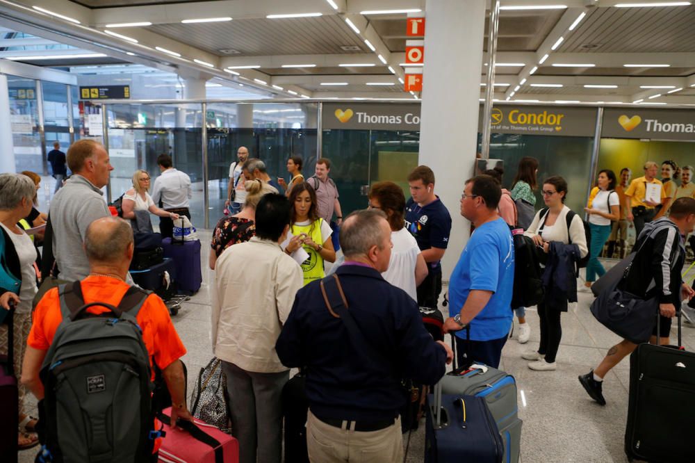 Afectados por la suspensión de pagos de Thomas Cook en el aeropuerto de Palma