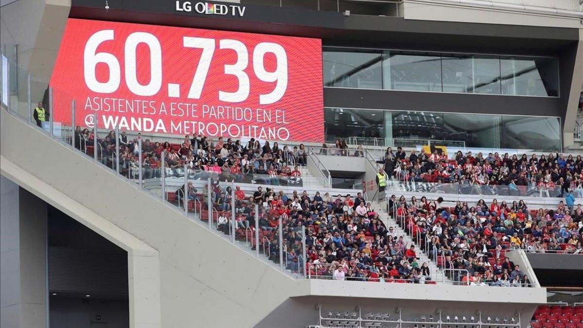 Vista general de la grada del Wanda Metropolitano